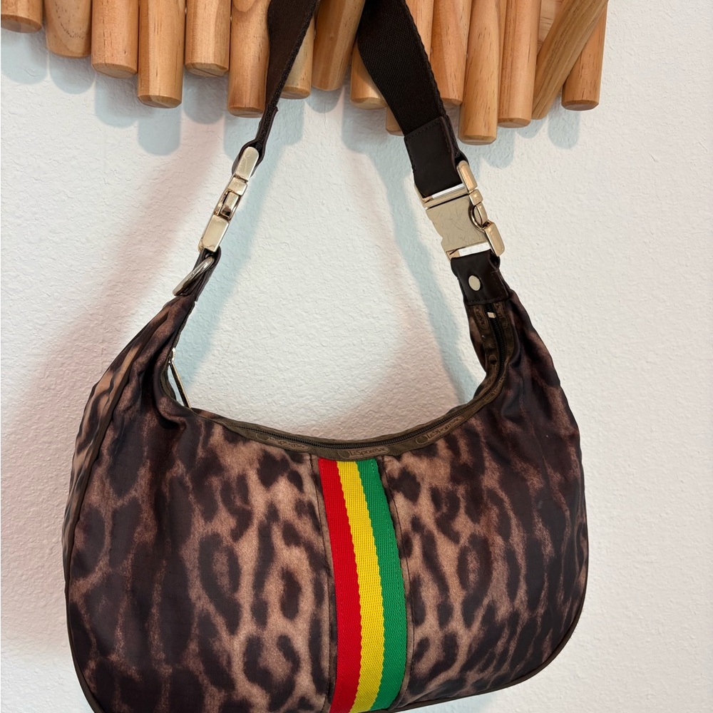 L.A.M.B. Collab Gwen Stefani X LeSportsac Rasta Leopard Hobo Bag (Large)